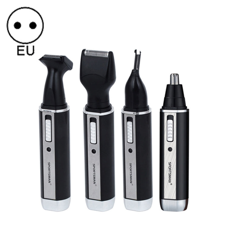SPORTSMAN Four-in-one Rechargeable Ear Nose Trimmer Electric Shaver Beard Face Eyebrows Hair Trimmer For Men, EU Plug(Black, 220V)