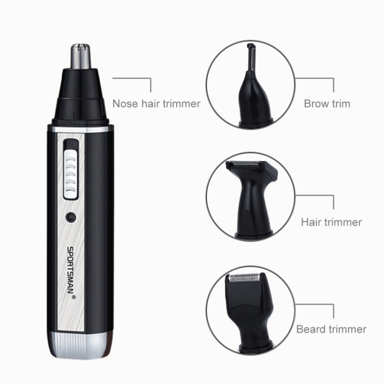 SPORTSMAN Four-in-one Rechargeable Ear Nose Trimmer Electric Shaver Beard Face Eyebrows Hair Trimmer For Men, EU Plug(Black, 220V)