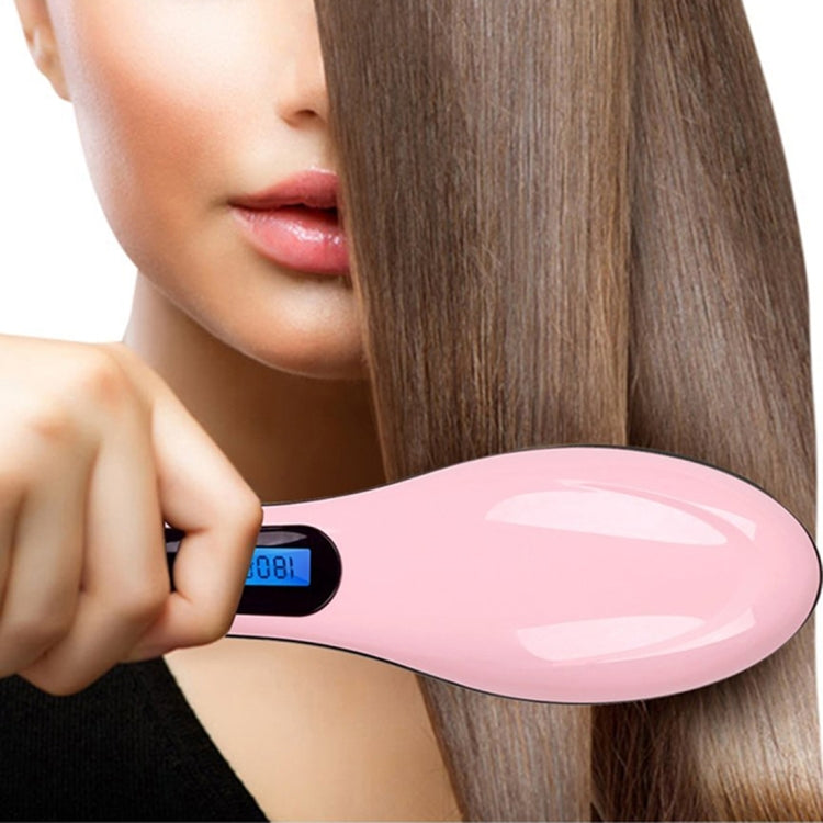 Handheld Innovative Hair Straightener Comb with LCD Temperature Display, EU Plug