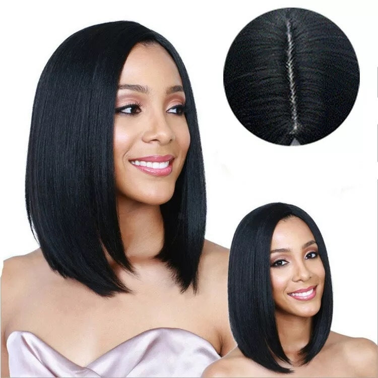 Centre-parted Fluffy Shoulder-length Straight Hair Wig Headgear for Women