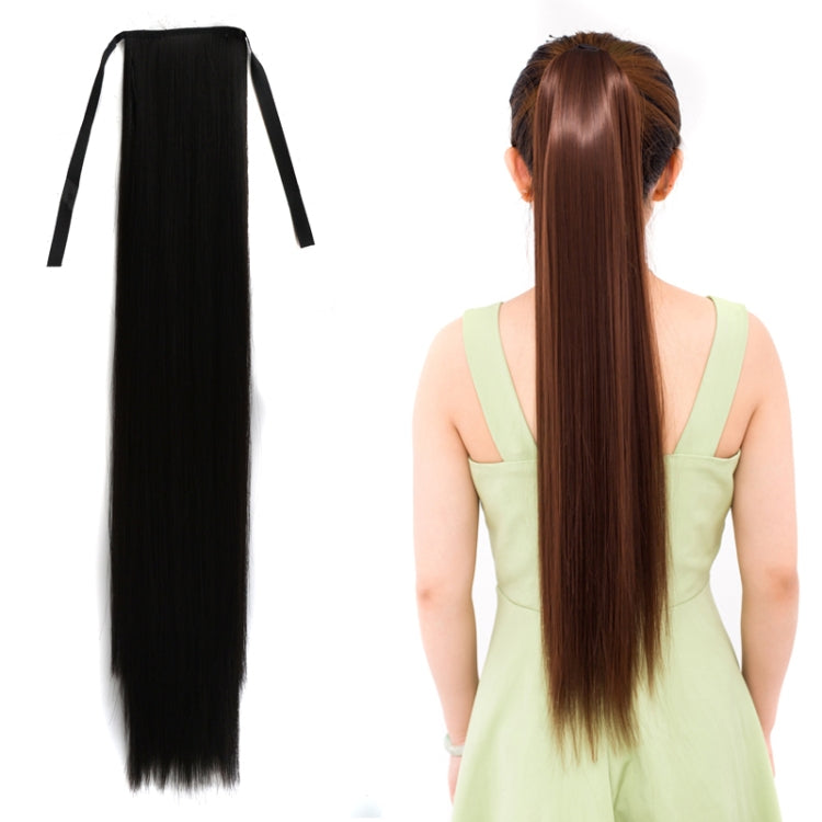 Natural Long Straight Hair Ponytail Bandage-style Wig Ponytail for Women，Length: 75cm