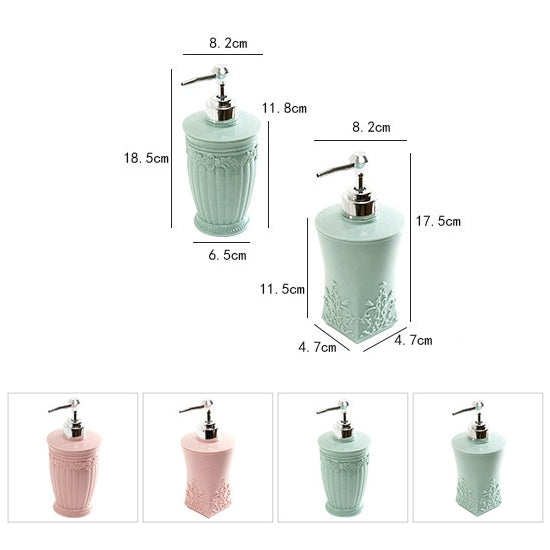 Round Press Style Carved Shower Gel Hand Soap Fill Empty Bottle