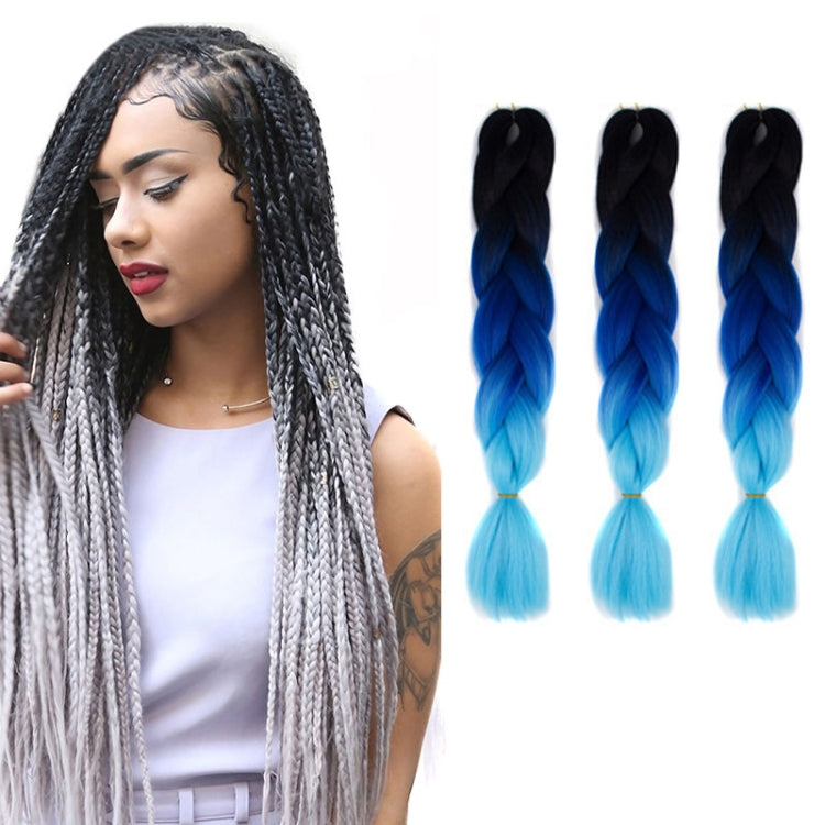 Fashion Color Gradient Individual Braid Wigs Chemical Fiber Big Braids, Length: 60cm(56 Purple+Lake Blue+Light Purple)
