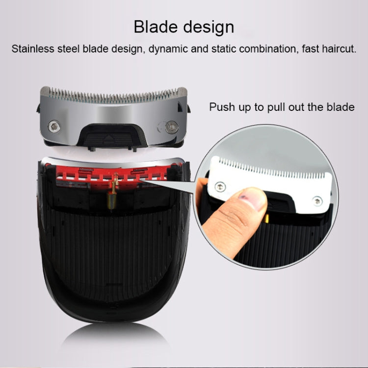 HJ-2018 Men Electric Shaver Fader Self-help Hair Clipper with Cloth + Sponge + Pure Steel Tooth Scissors +Plain Steel Scissors, Standard Version, CN Plug