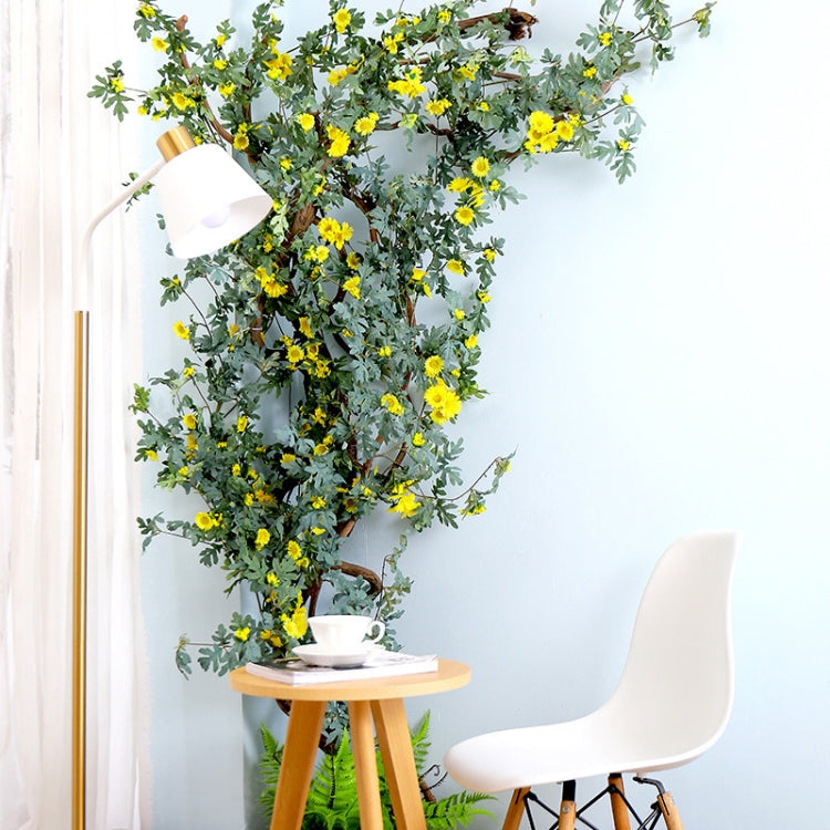 Daisy Leaf Artificial Flower Vine Interior Background Wall Window Decoration, Length: 1.75m