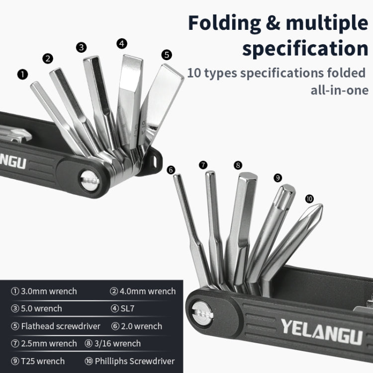 YELANGU 10 in 1 Multifunctional Wrench Screwdriver Tool
