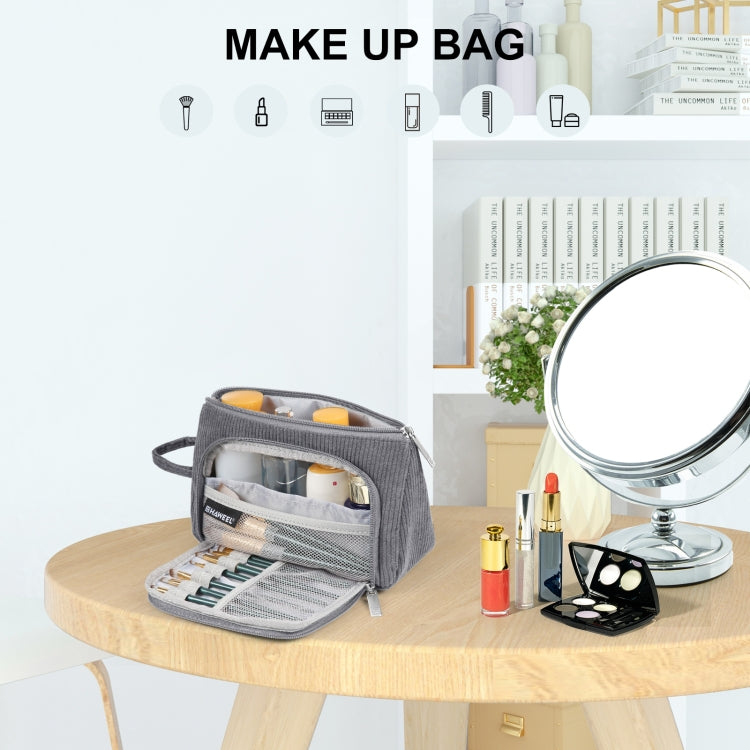 HAWEEL Corduroy Triangular Pen Case Makeup Pouch Travel Cosmetic Organizer Bag