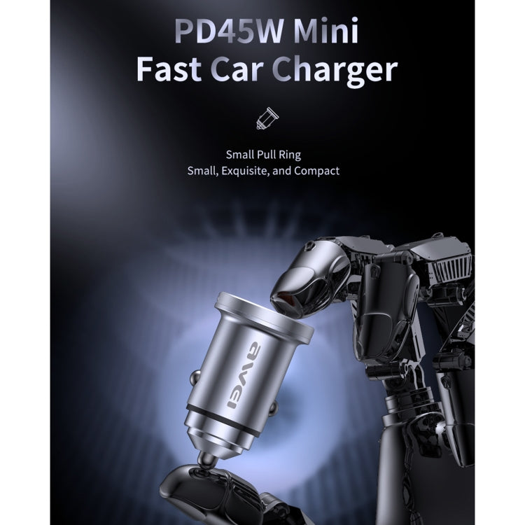 awei C-708 PD 45W USB + Type-C / USB-C Mini Car Charger