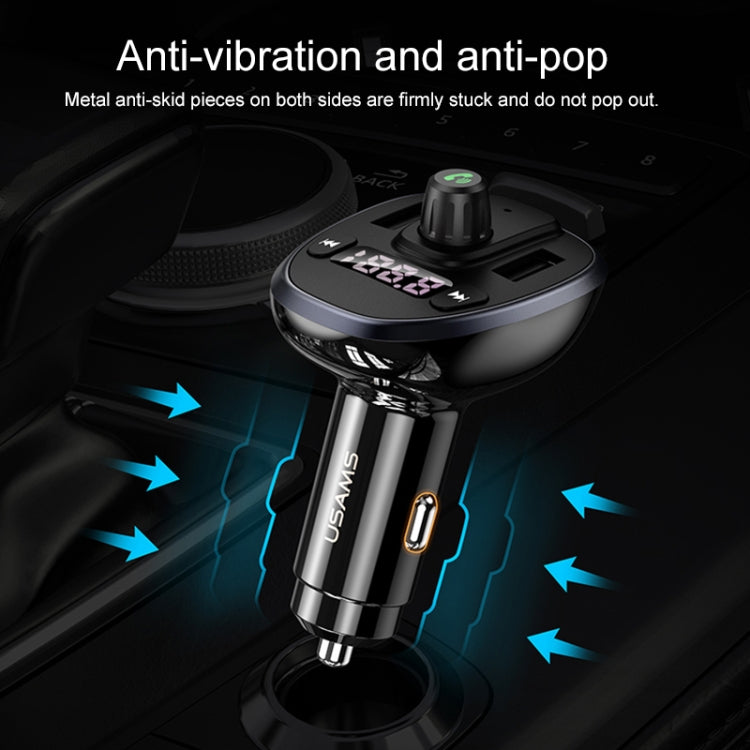USAMS US-CC115 C21 Dual USB 3.4A Digital Display Wireless FM Car Charger