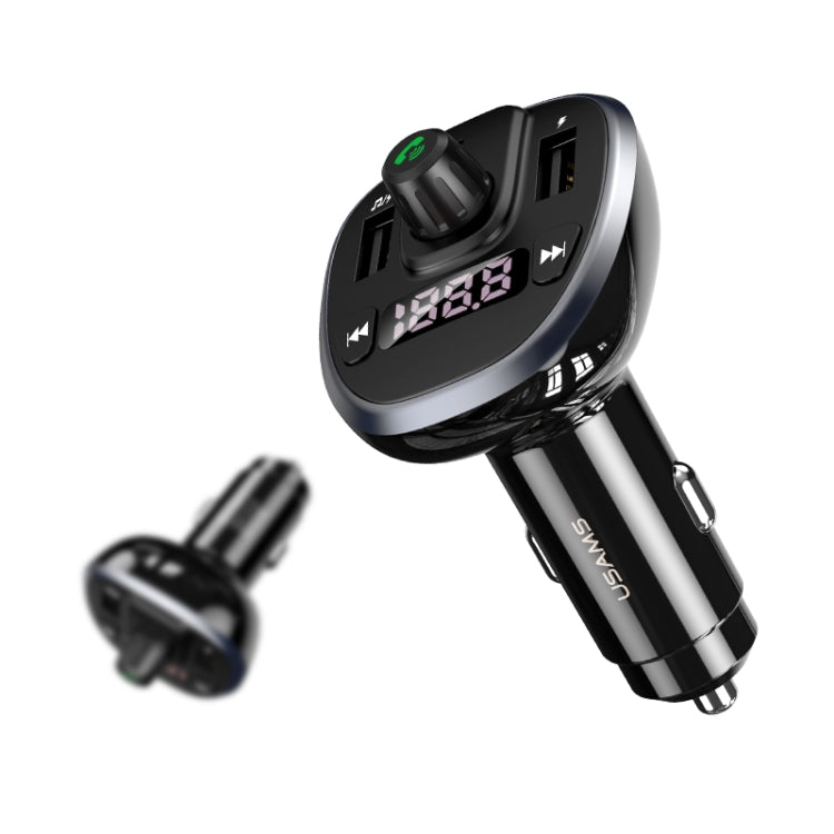 USAMS US-CC115 C21 Dual USB 3.4A Digital Display Wireless FM Car Charger