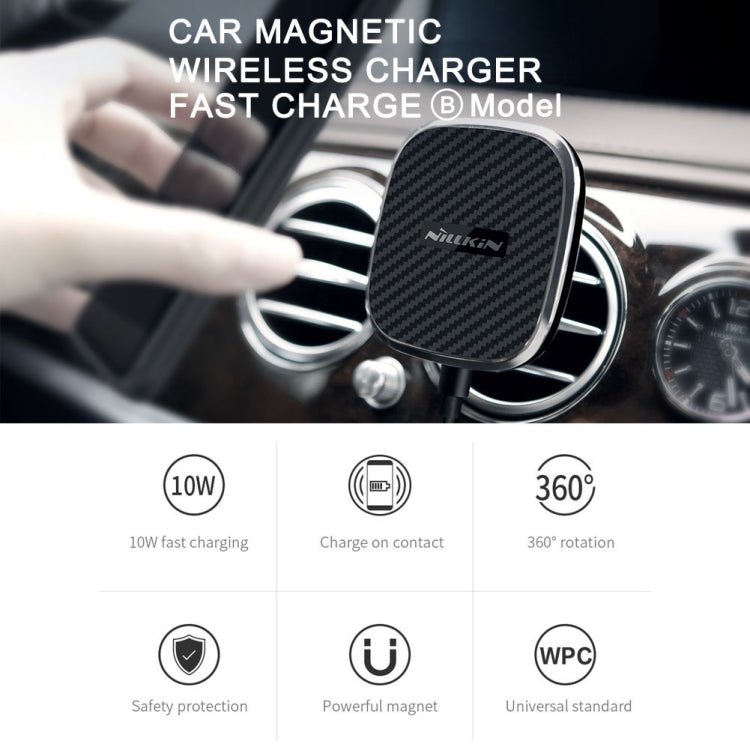 NILLKIN MC027 Car Air Outlet Vent Mount Clamp Holder 10W Fast Charging Qi Magnetic Wireless Charger
