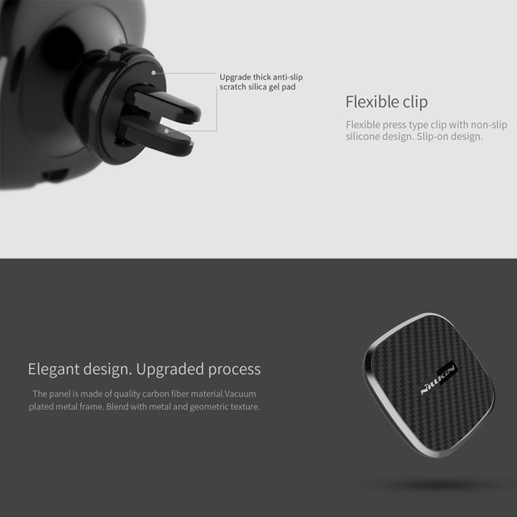 NILLKIN MC027 Car Air Outlet Vent Mount Clamp Holder 10W Fast Charging Qi Magnetic Wireless Charger