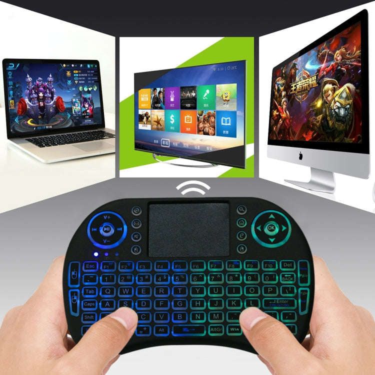 2.4GHz Mini i8 Wireless QWERTY Keyboard with Colorful Backlight & Touchpad & Multimedia Control for PC, Android TV BOX, X-BOX Player, Smartphones