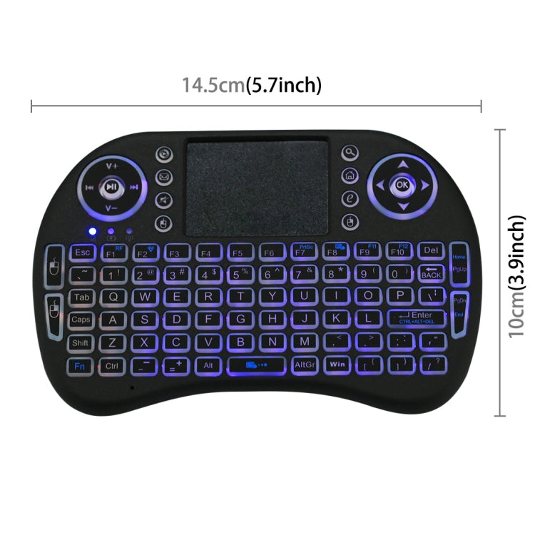 2.4GHz Mini i8 Wireless QWERTY Keyboard with Colorful Backlight & Touchpad & Multimedia Control for PC, Android TV BOX, X-BOX Player, Smartphones