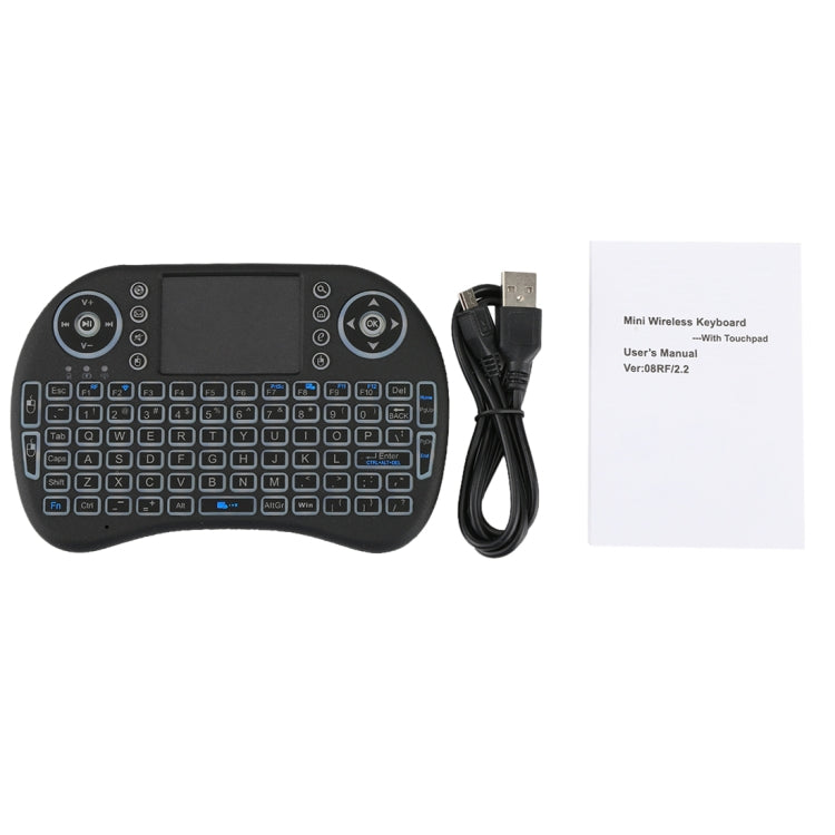 2.4GHz Mini i8 Wireless QWERTY Keyboard with Colorful Backlight & Touchpad & Multimedia Control for PC, Android TV BOX, X-BOX Player, Smartphones