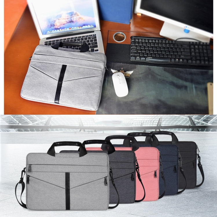 14.1 inch Breathable Wear-resistant Fashion Business Shoulder Handheld Zipper Laptop Bag with Shoulder Strap