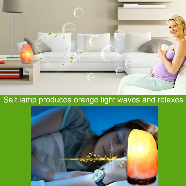Crystal Rock Healthy Table Desk Lamp Night Light with Wood Base & Bulb & Switch, Small Size Weight 1-2KG, AC 110V, US Plug