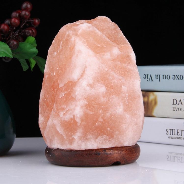 Crystal Rock Healthy Table Desk Lamp Night Light with Wood Base & Bulb & Switch, Small Size Weight 1-2KG, AC 110V, US Plug