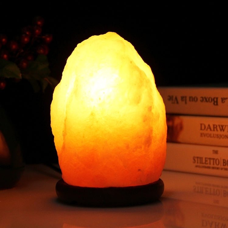 Crystal Rock Healthy Table Desk Lamp Night Light with Wood Base & Bulb & Switch, Small Size Weight 1-2KG, AC 110V, US Plug