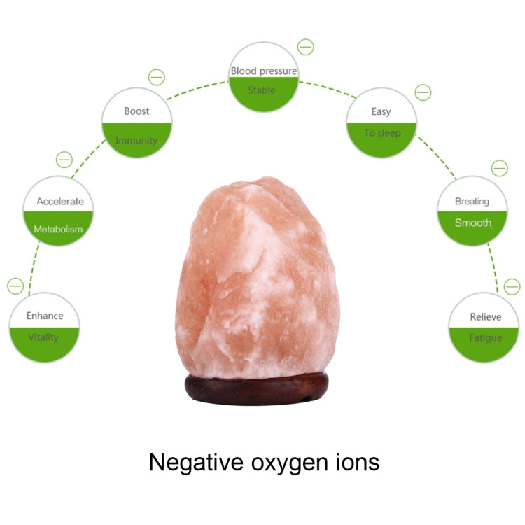 Crystal Rock Healthy Table Desk Lamp Night Light with Wood Base & Bulb & Switch, Small Size Weight 1-2KG, AC 110V, US Plug