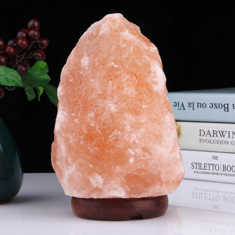 Crystal Rock Healthy Table Desk Lamp Night Light with Wood Base & Bulb & Switch, Medium Size Weight 2-3KG, AC 110V, US Plug
