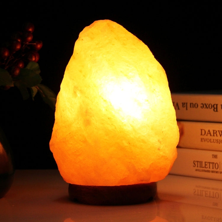 Crystal Rock Healthy Table Desk Lamp Night Light with Wood Base & Bulb & Switch, Medium Size Weight 2-3KG, AC 110V, US Plug