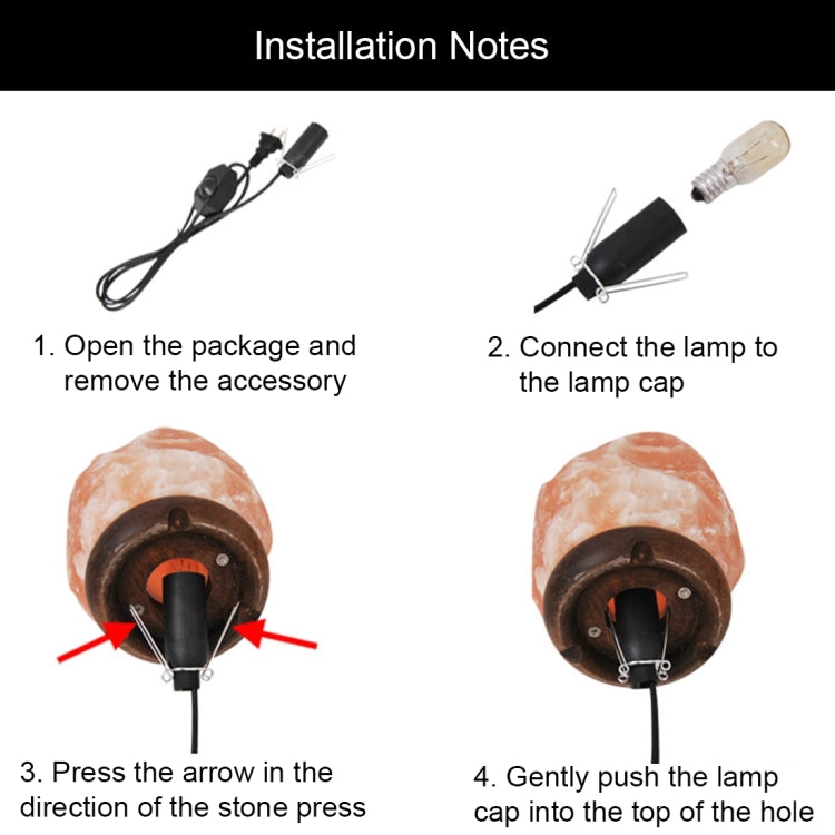 Crystal Rock Healthy Table Desk Lamp Night Light with Wood Base & Bulb & Switch, Medium Size Weight 2-3KG, AC 110V, US Plug