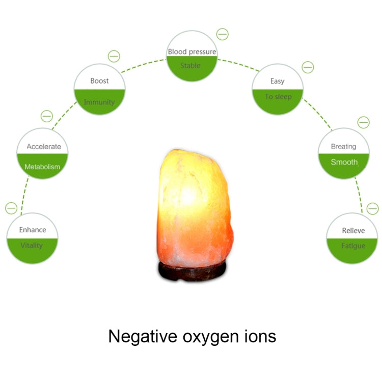 Crystal Rock Healthy Table Desk Lamp Night Light with Wood Base & Bulb & Switch, Medium Size Weight 2-3KG, AC 110V, US Plug