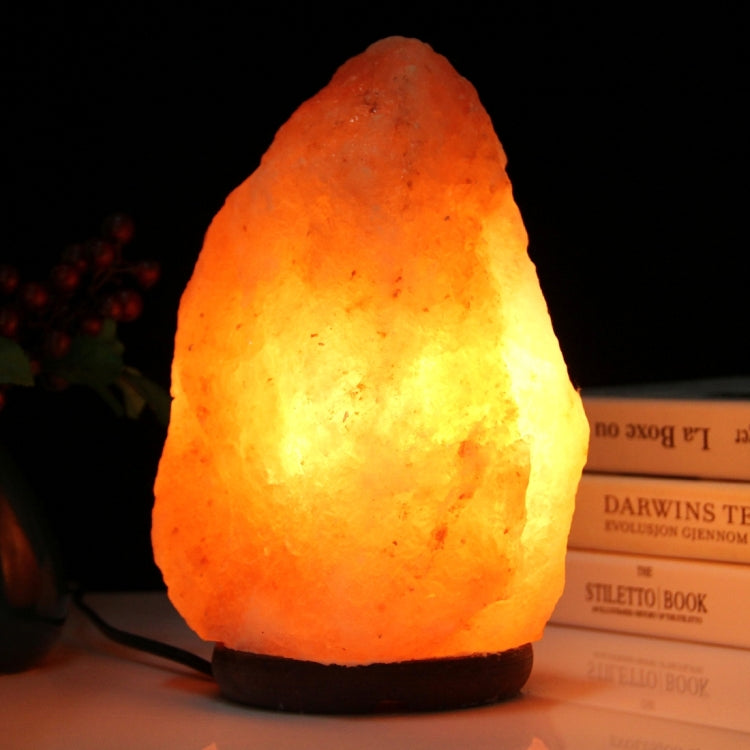 Crystal Rock Healthy Table Desk Lamp Night Light with Wood Base & Bulb & Switch, Large Size Weight 3-5KG, AC 220V