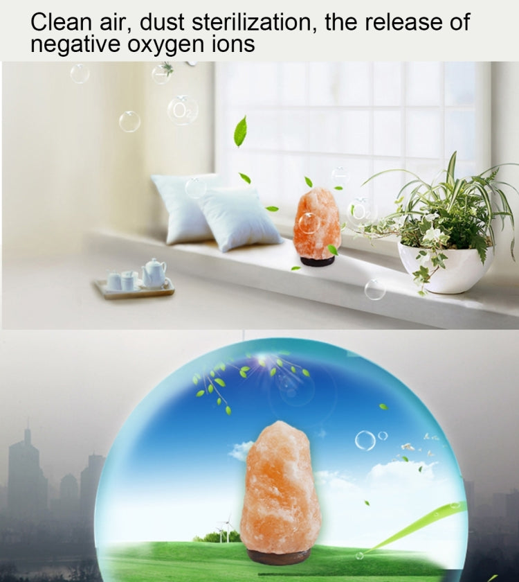 Crystal Rock Healthy Table Desk Lamp Night Light with Wood Base & Bulb & Switch, Large Size Weight 3-5KG, AC 220V