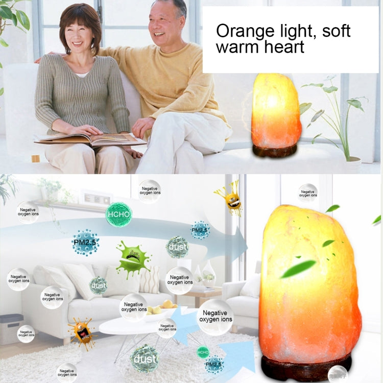 Crystal Rock Healthy Table Desk Lamp Night Light with Wood Base & Bulb & Switch, Large Size Weight 3-5KG, AC 220V