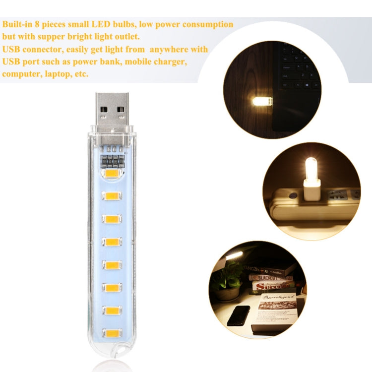 3W 8 LEDs 5730 SMD USB LED Book Light Portable Night Lamp, DC 5V