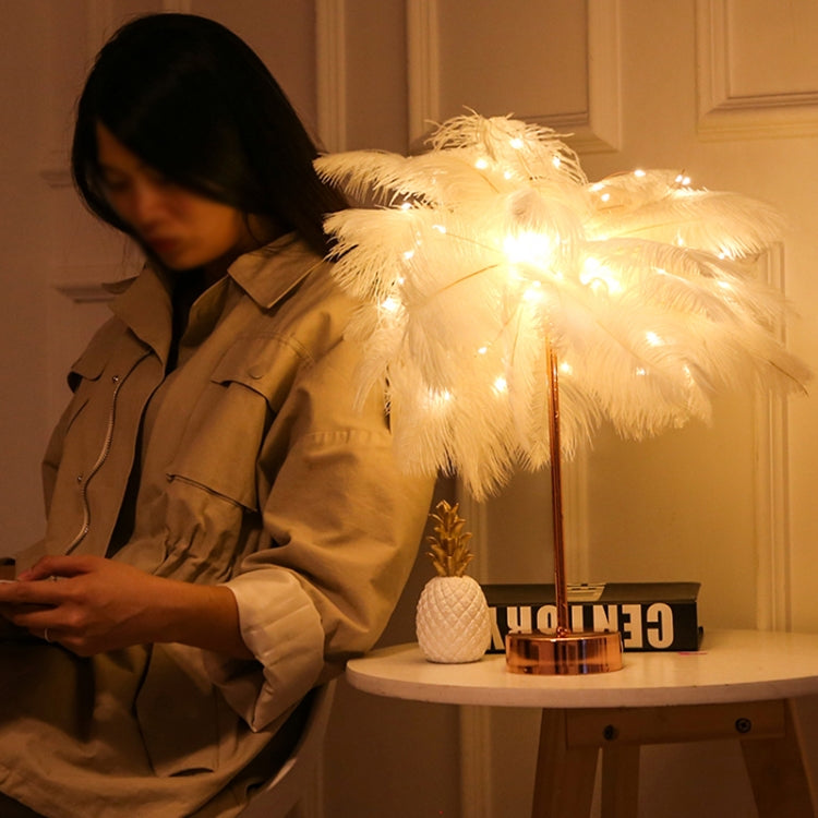 Creative Bedroom Feather Table Lamp Night Light Decorative Light