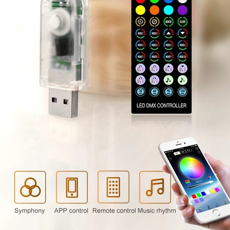 Christmas Decoration USB Copper Wire String Light Remote Controller & Bluetooth Mobile APP Control, Length: 5m 50 LEDs
