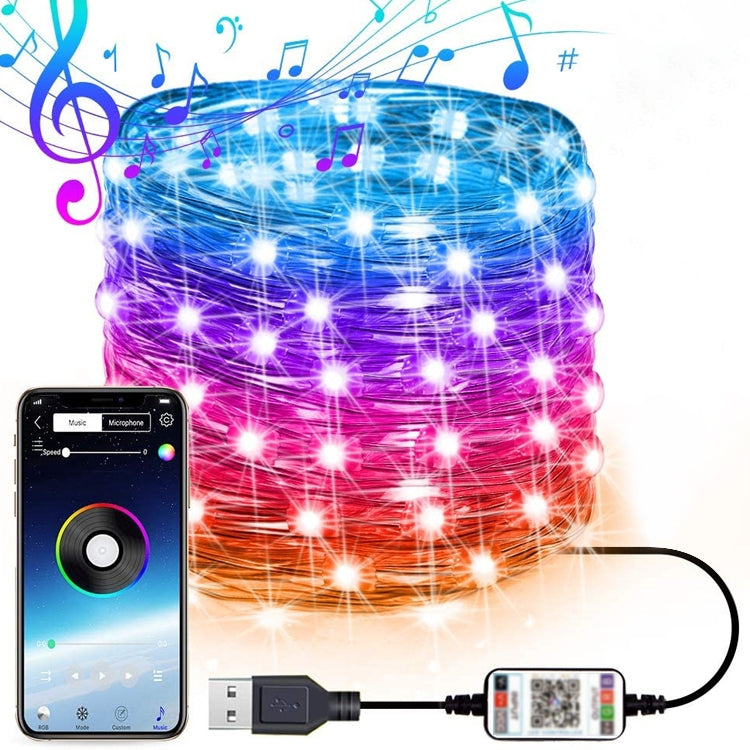 Christmas Decoration RGB Copper Wire String Light Bluetooth Mobile APP Control, Length: 20m 200 LEDs