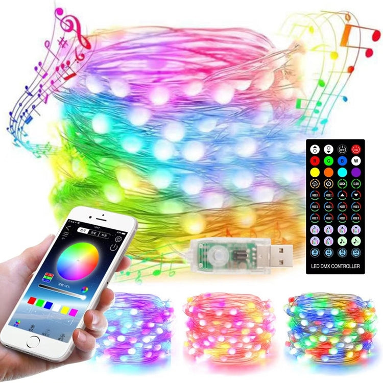 Christmas Decoration USB Copper Wire String Light Remote Controller & Bluetooth Mobile APP Control, Length: 10m 100 LEDs