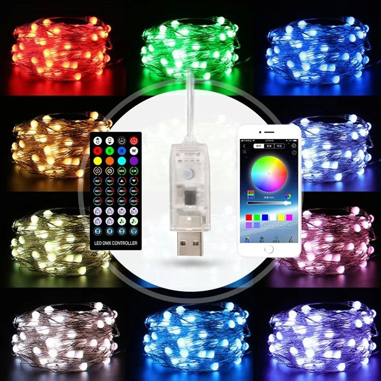 Christmas Decoration USB Copper Wire String Light Remote Controller & Bluetooth Mobile APP Control, Length: 10m 100 LEDs