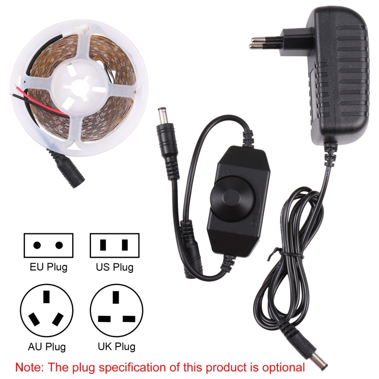 Bare Board 2835 SMD Dimmable White Light / Warm Light LED Rope Light, 60 LED/m, Length: 5m, 12V 2A 100-240V