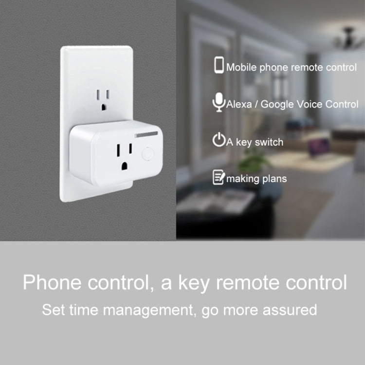 10A WiFi 2.4GHz APP Remote Control Timing Smart Socket Works with Alexa & Google Home, AC 110-250V, US Plug
