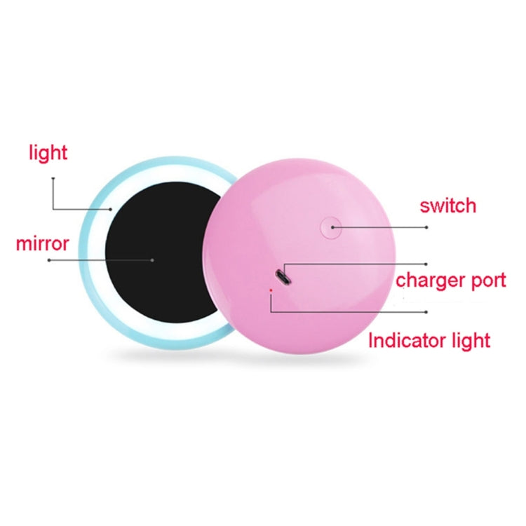OneFire 1W 10 LEDs Multi-function Rechargeable Donut Shaped Makeup Mirror LED Desk Lamp Night Light, DC 5V
