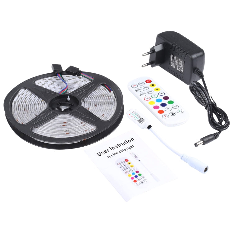5m 150 LEDs SMD 5050 IP65 Waterproof Bluetooth RGB Light Strip with 24-keys Remote Control, EU Plug