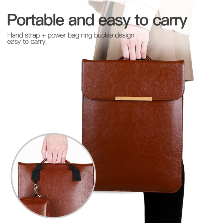 13.3 inch Laptop 2 in 1 PU Leather Sleeve Liner Bag with Mouse Storage Bag