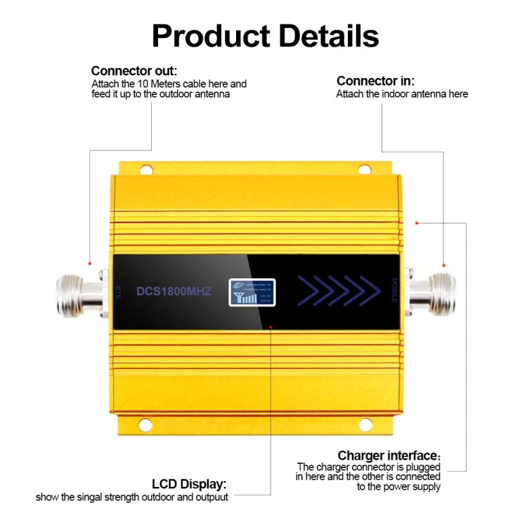 DCS-LTE 4G Phone Signal Repeater Booster, US Plug(Silver)