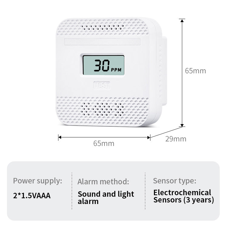 XY-C610 Car Mini Digital Display Carbon Monoxide Smoke Detector Alarm without Battery