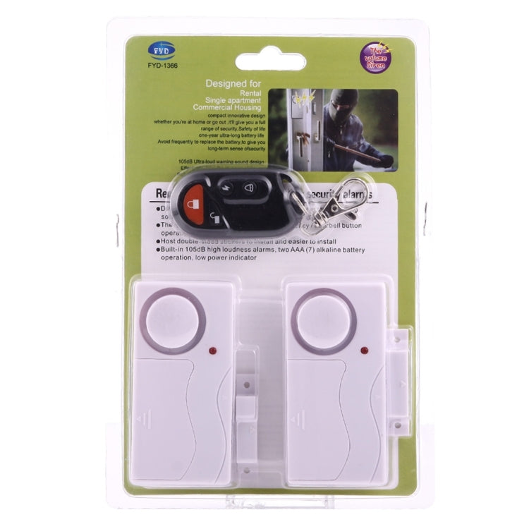 Home Security Wireless Remote Control Door Window Siren Magnetic Sensor Alarm Warning, 1 Remote Controller + 2 Magnetic Sensors