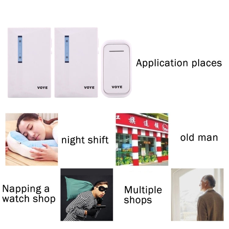 VOYE V015F2 Wireless Smart Music Home Doorbell with Dual Receiver, Remote Control Distance: 120m (Open Air)