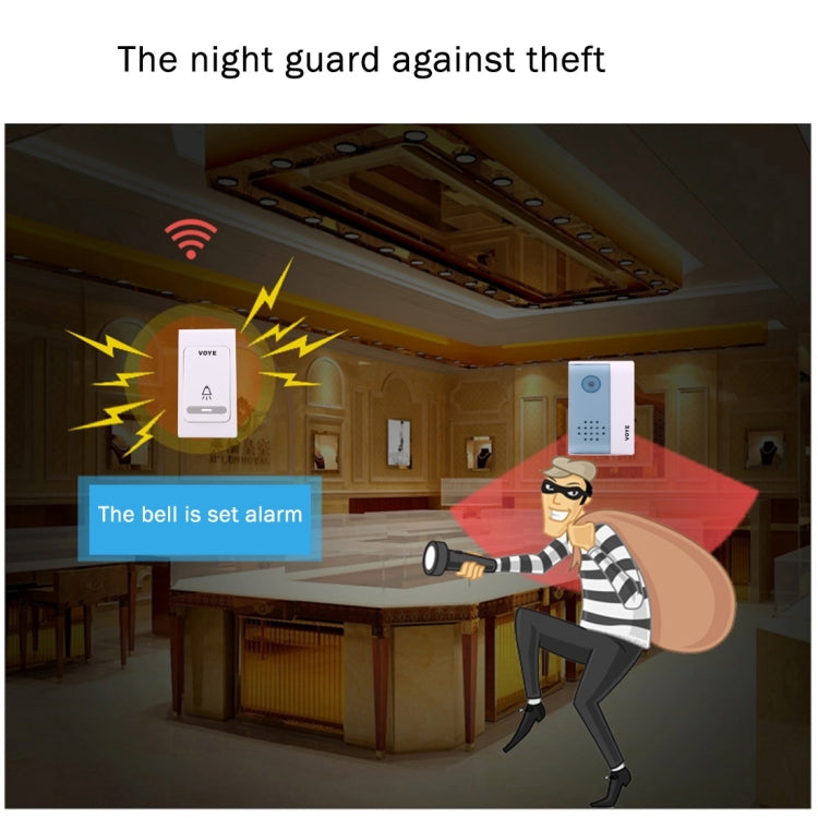 VOYE V004B2 Wireless Smart Music Home Doorbell with Dual Receiver, Remote Control Distance: 120m (Open Air)