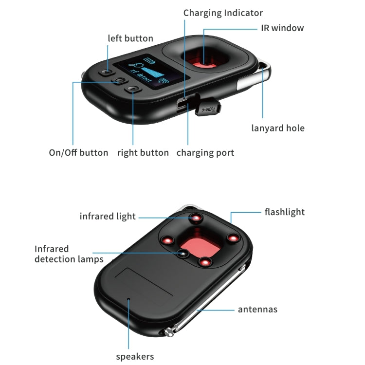 T03 Multi-function Camera Detector Scanner Anti-Peep Eavesdropping Anti-Monitoring Signal Detector