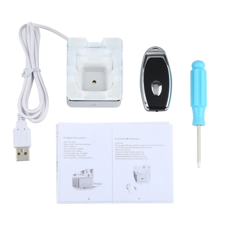 Anti-theft Alarm Stand Security System Burglar Alarm / Anti-theft Alarm Display Holder for Mobile Phones with Micro-USB Port