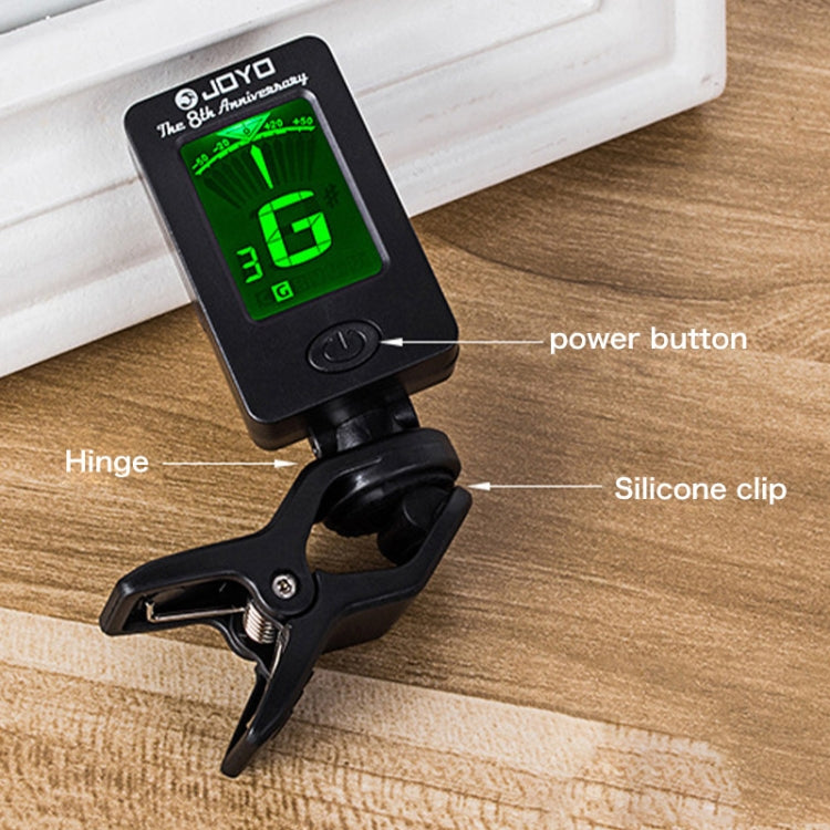 JOYO JT-01 Clip Type Universal String Instrument Tuner Multi-Function Guitar Electronic Tuner with Digital Display, Size: 4.5 x 4 x 2.4cm